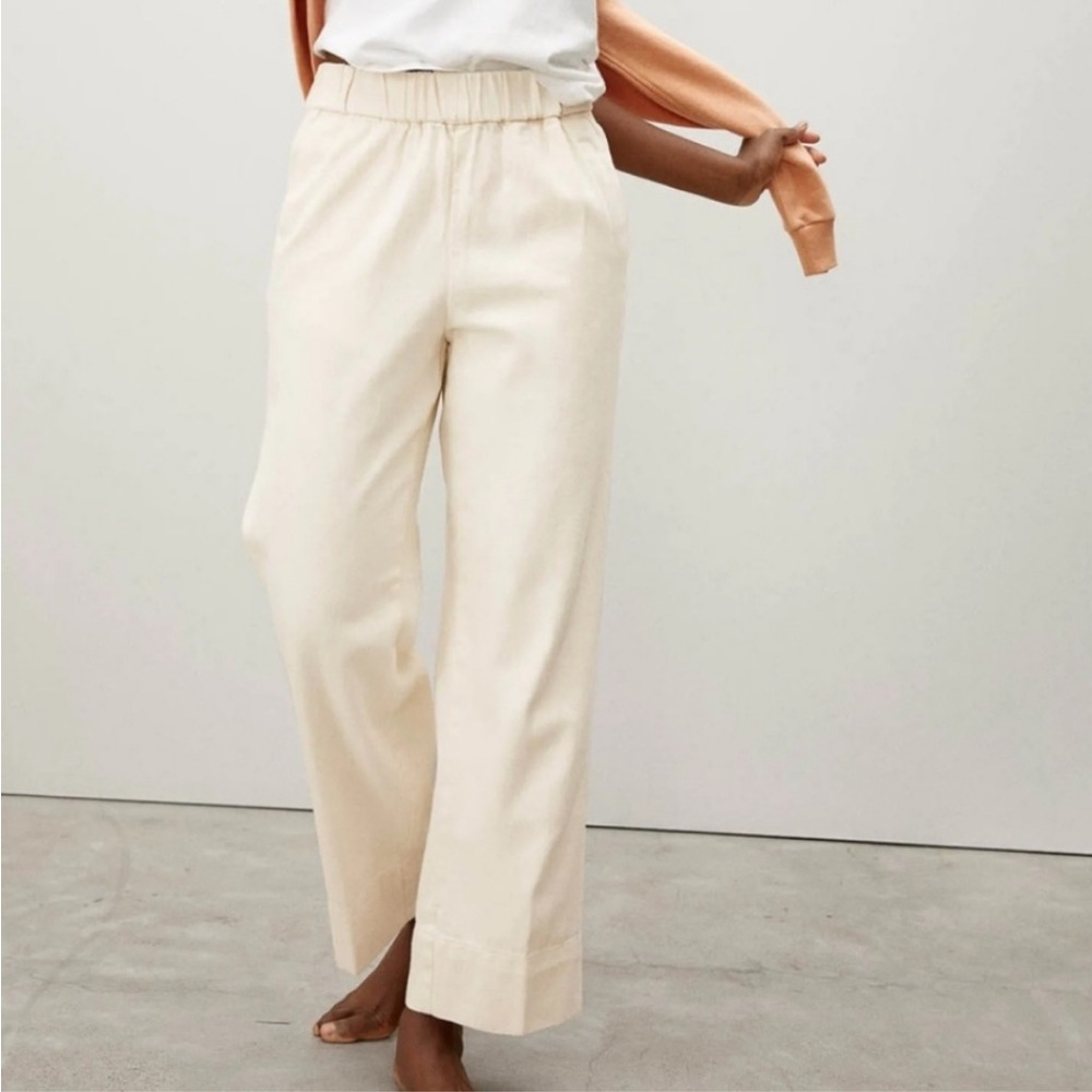 Everlane Easy Pant Organic Cotton Women’s 16 Wide Leg High Rise Neutral Cream - Picture 2 of 16
